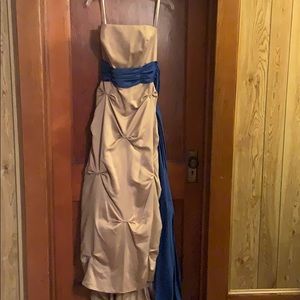 Beige and Blue Bridesmaid Gown